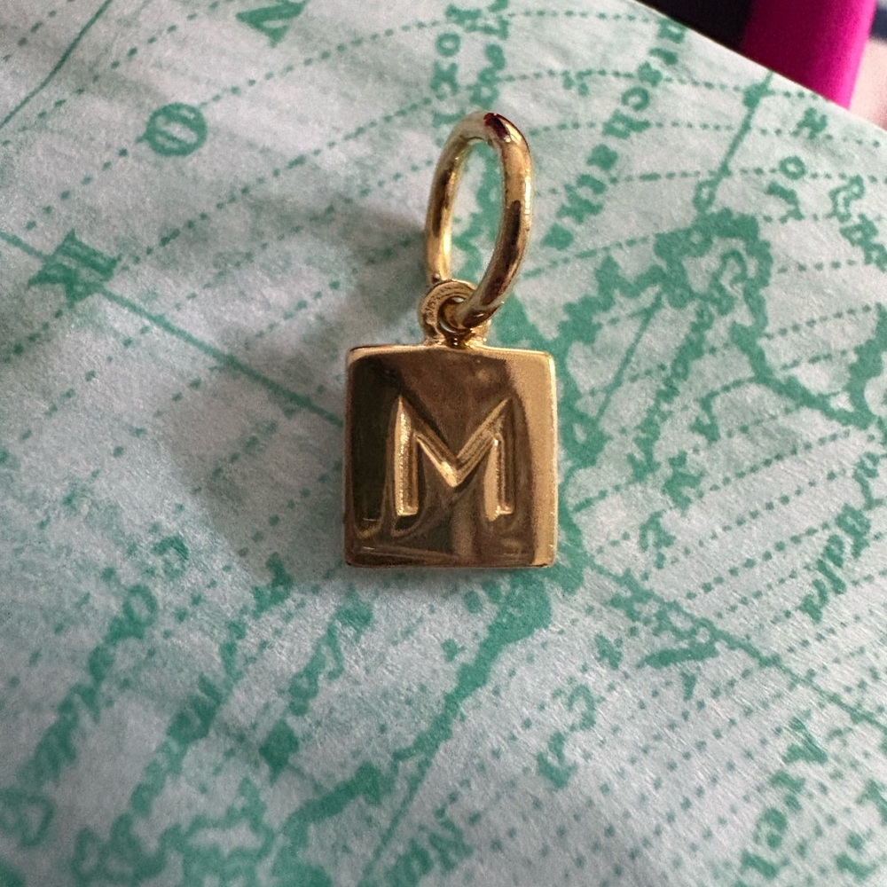 Jet Set Candy| Letter M Nautical Flag Charm, Mini Charm| Gold Vermeil
